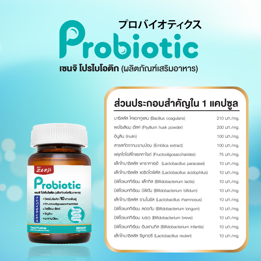 Zenji โพรไบโอติก  โพสไบโอติก  + พรีไบโอติก (มีฮาลาล)