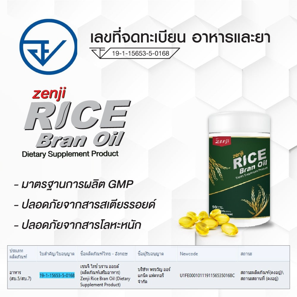 Zenji น้ำมันรำข้าวสกัดเย็น 90 เม็ด Rice Bran Oil 90 softgels
