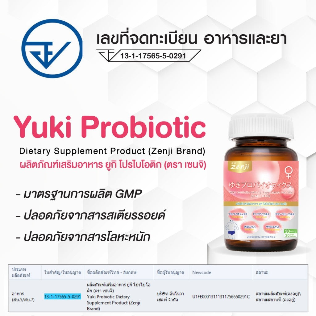 Zenji Yuki โพรไบโอติก ผู้หญิง โดยเฉพาะ 30 แคปซูล Women’s Probiotic