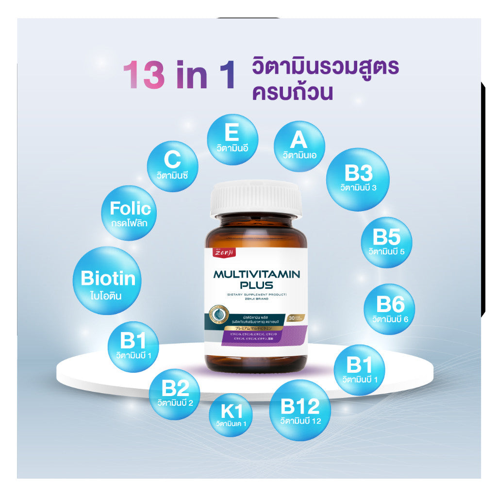 Zenji Multivitamin Plus วิตามินรวมสูตรครบถ้วน มัลติวิตามิน พลัส (ผลิตภัณฑ์เสริมอาหาร) ตรา เซนจิ